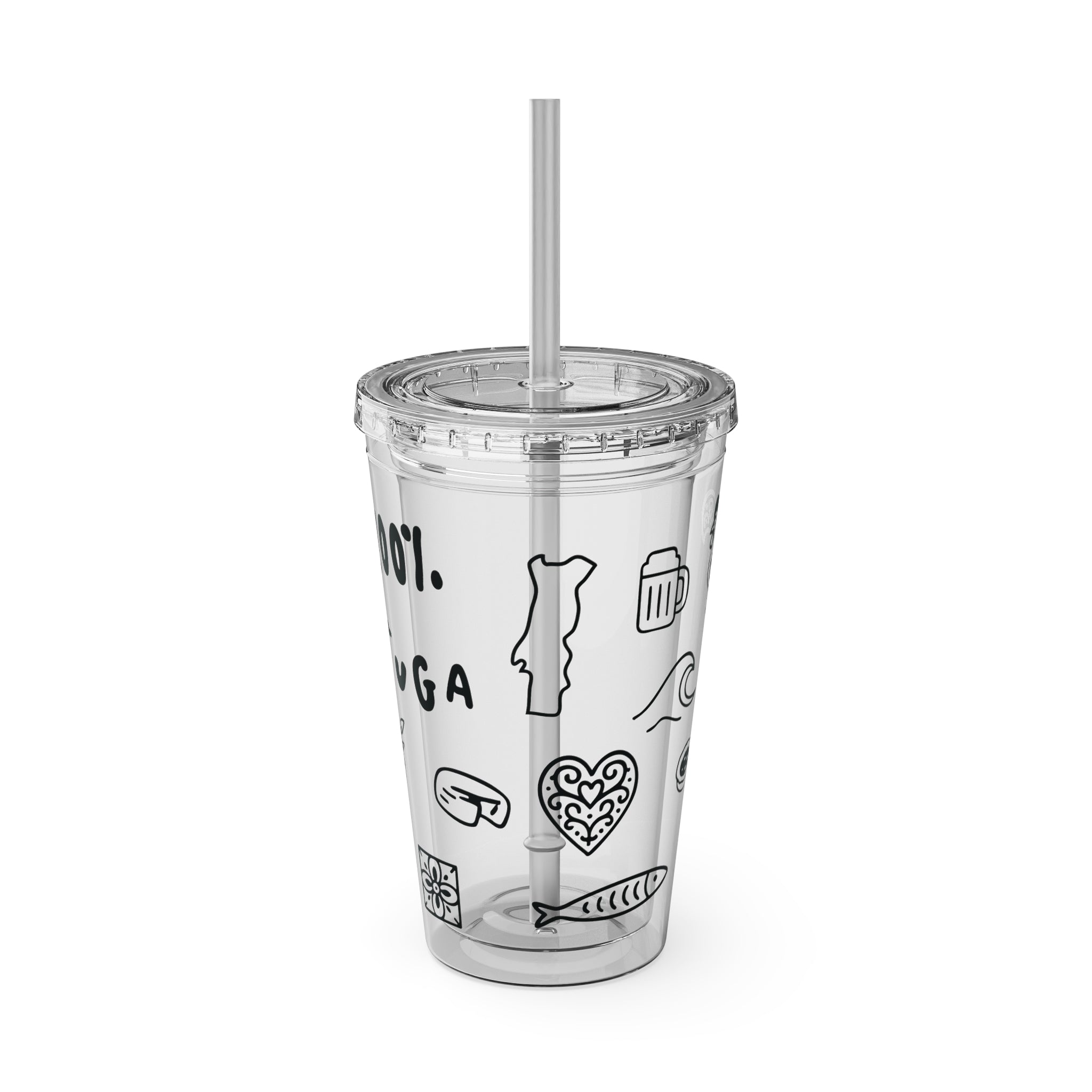 Sunsplash Tumbler with Straw - Fun & Whimsical Travel Cup for Summer Sips, Party Favors, Beach Days, and Eco-Friendly Hydration