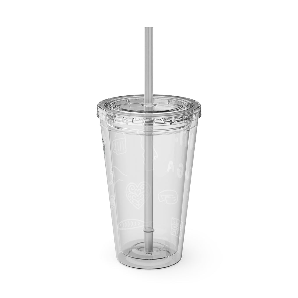 Sunsplash Tumbler with Straw - Fun & Whimsical Travel Cup for Summer Sips, Party Favors, Beach Days, and Eco-Friendly Hydration