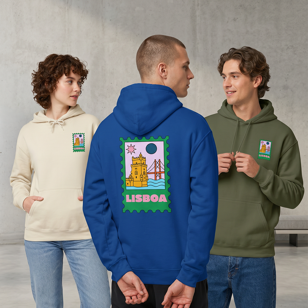 Lisboa Travel Stamp Hoodie, Unisex