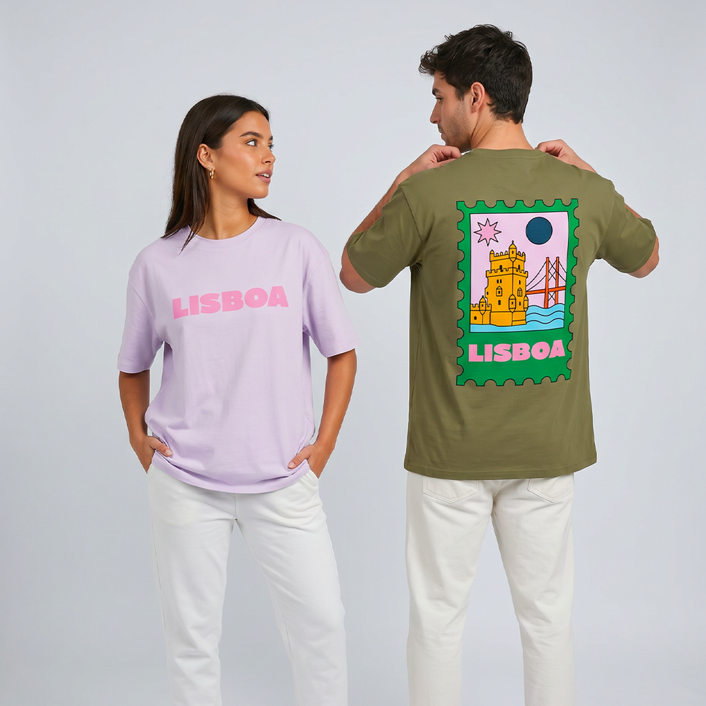 Lisboa Stamp— Unisex Heavy Oversize Tee